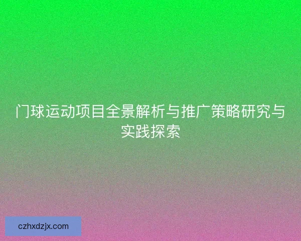 门球运动项目全景解析与推广策略研究与实践探索