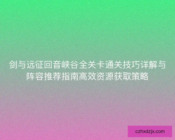 剑与远征回音峡谷全关卡通关技巧详解与阵容推荐指南高效资源获取策略